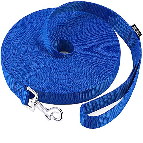 AmaGood Correa de entrenamiento para perros y cachorros, agilidad de entrenamiento, 15 m, 20 pies, 30 pies y 50 pies de largo, para entrenamiento de perros (15 m), color azul