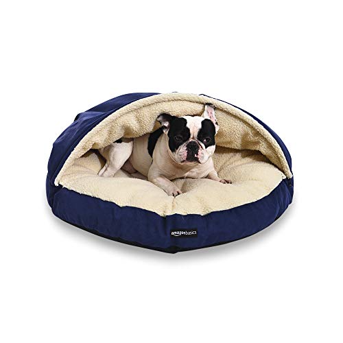 Amazon Basics – Cama cueva para mascotas, Mediano, Azul