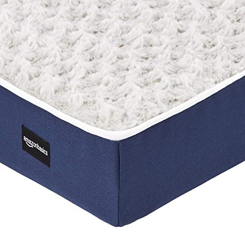 Amazon Basics - Cama para mascotas, espuma, tamaño grande, color azul y gris