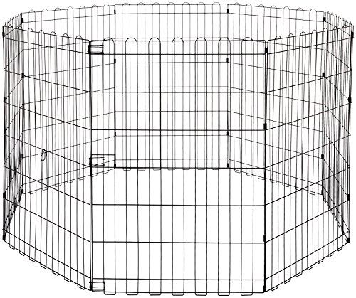 Amazon Basics - Parque de juegos y ejercicios para mascotas, paneles de valla metálica, plegable, 152,4 x 152,4 x 91,4 cm