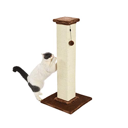 Amazon Basics - Poste rascador para gatos de primera calidad, alto y grande, 40,6x88,9x40,6 cm, alfombra marrón