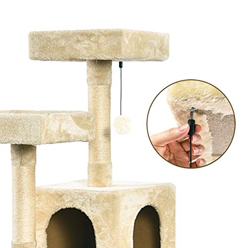 Amazon Basics - Torre en árbol con cerramiento para gatos, mediano, 55,9x147,3x48,3 cm, beige