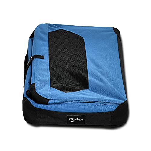 Amazon Basics – Transportín para mascotas abatible, transportable y suave de gran calidad, 53 cm, Azul