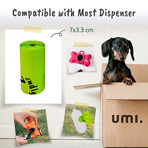 Amazon Brand - Umi Bolsas para Excrementos de Perro Compostables - Origen Vegetal, Compostaje Casero, Sin Microplásticos, Sin Perfumes y Resistentes a Fugas - 23 x 33 cm, Paquete Recambio de 120