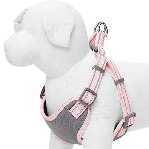 Amazon Brand - Umi Pastel - Arnés Tipo Chaleco para Perros Reflectante L, Contorno del Pecho 74-98 cm, arneses Ajustables para Perros (Rosa bebé)