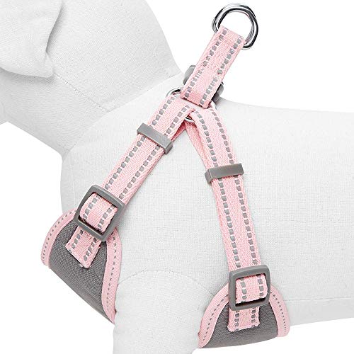 Amazon Brand - Umi Pastel - Arnés Tipo Chaleco para Perros Reflectante L, Contorno del Pecho 74-98 cm, arneses Ajustables para Perros (Rosa bebé)