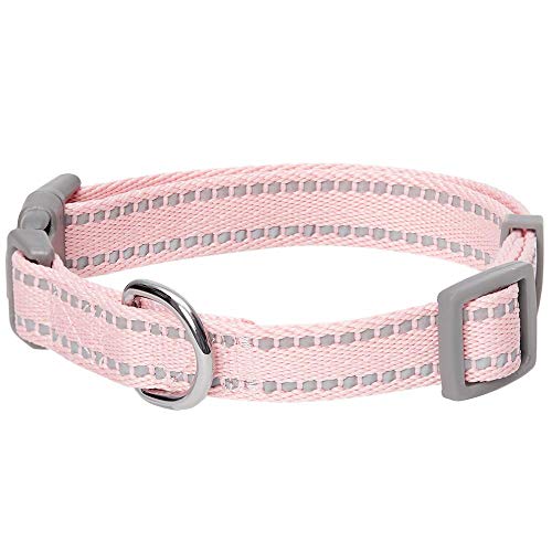 Amazon Brand - Umi Pastel - Collar para Perros L, Cuello 45-66 cm, Collares Ajustables para Perros (Rosa bebé)