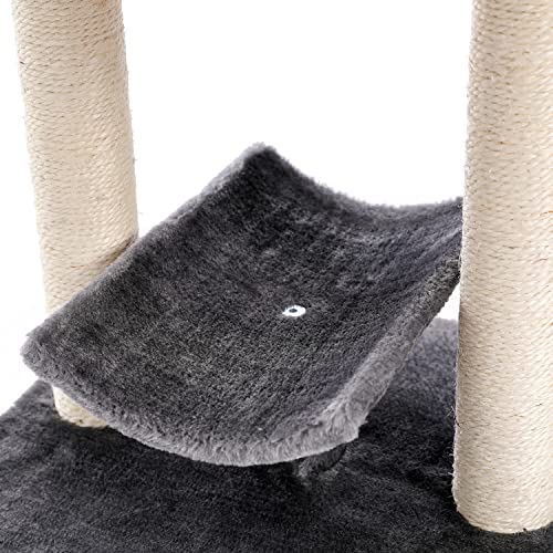 Amazon Brand – Umi Poste rascador 51cm Poste rascador Poste rascador Cama curva Cuerda de sisal Barra rascador Gris