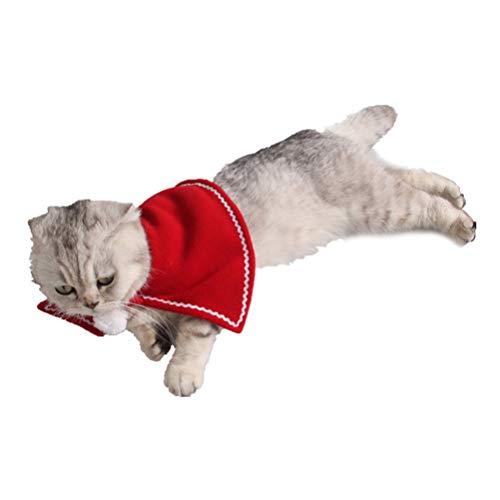 Amosfun Disfraz de Papá Noel para Mascota de Navidad Poncho Capa de Papá Noel, Disfraz para Gatos y Perros Cachorros, Talla S (Rojo)