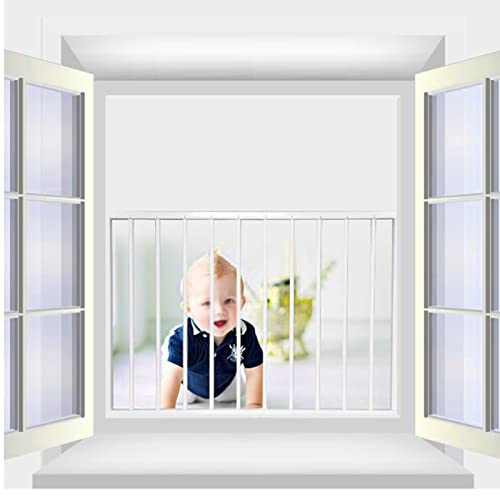 AMSXNOO Barrera de Seguridad para Niños, Barrera de Seguridad, Reja para Ventana, Protección para Puertas y Ventanas, Reja de Seguridad para Niños y Mascotas (Color : Silver, Tamaño : 40x110cm)