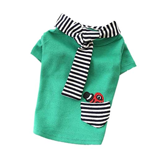 AMURAO Camisa del Perro del Animal doméstico del Verano Ropa para Perros de algodón Pequeño Perrito Rayado Tie Bottom Top para Chihuahua Gatos de Peluche