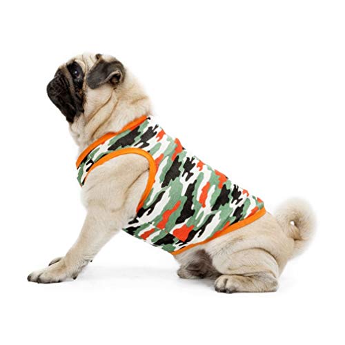 AMURAO Camiseta para Perros Mascotas Ropa para Perros pequeños Cachorro de Verano Camisa de algodón de Camuflaje para caniche Pug