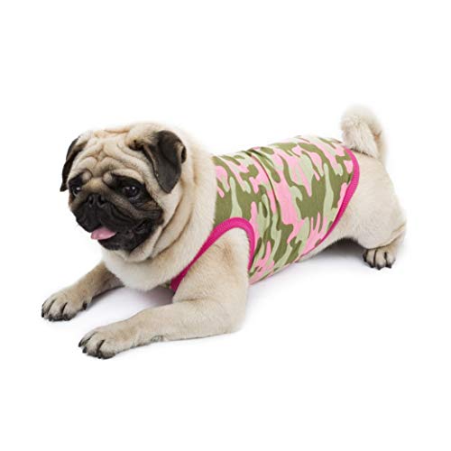 AMURAO Camiseta para Perros Mascotas Ropa para Perros pequeños Cachorro de Verano Camisa de algodón de Camuflaje para caniche Pug