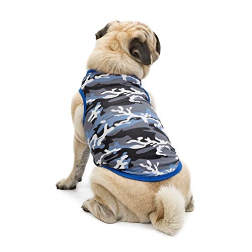 AMURAO Camiseta para Perros Mascotas Ropa para Perros pequeños Cachorro de Verano Camisa de algodón de Camuflaje para caniche Pug