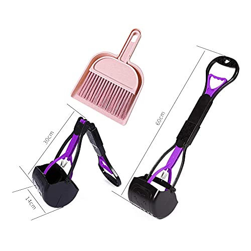 AMZMUKAUP Scooper Portátil Recogedor de Caca para Perros, 60cm Recogedor Excrementos Perro Plegable Recoge Cacas de Perros de Mango Largo para Gatos y Perros al Aire Libre Interior, Negro