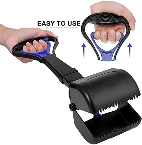 AMZMUKAUP Scooper Portátil Recogedor de Caca para Perros, 60cm Recogedor Excrementos Perro Plegable Recoge Cacas de Perros de Mango Largo para Gatos y Perros al Aire Libre Interior, Negro