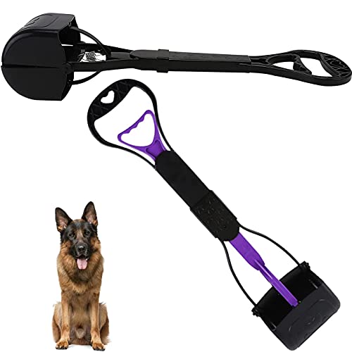 AMZMUKAUP Scooper Portátil Recogedor de Caca para Perros, 60cm Recogedor Excrementos Perro Plegable Recoge Cacas de Perros de Mango Largo para Gatos y Perros al Aire Libre Interior, Negro