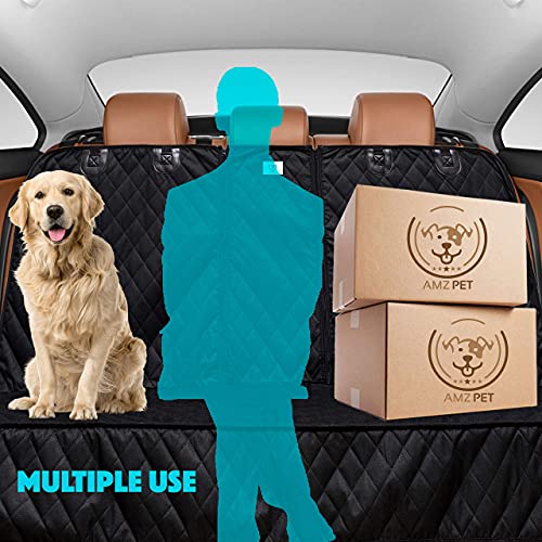 AMZPET Cubre Asientos Coche para Perros - Fundas Asiento Coche Impermeable, Antideslizante, Anti-Razguños, Funda Coche para Mayoría de los Coches / Camioneta (Tamaño Universal), Negro