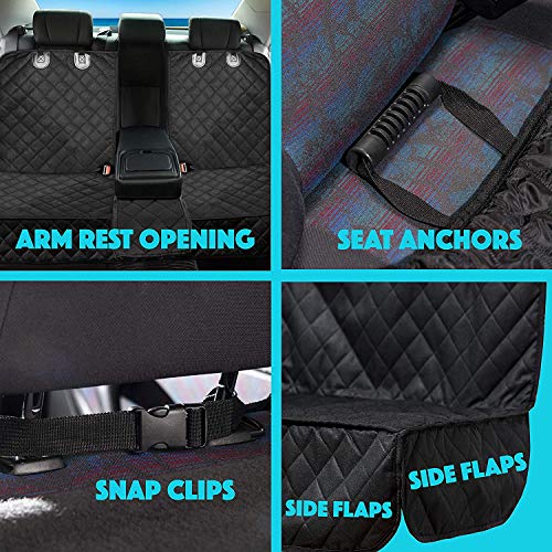 AMZPET Cubre Asientos Coche para Perros - Fundas Asiento Coche Impermeable, Antideslizante, Anti-Razguños, Funda Coche para Mayoría de los Coches/Camioneta (Tamaño Universal), Negro