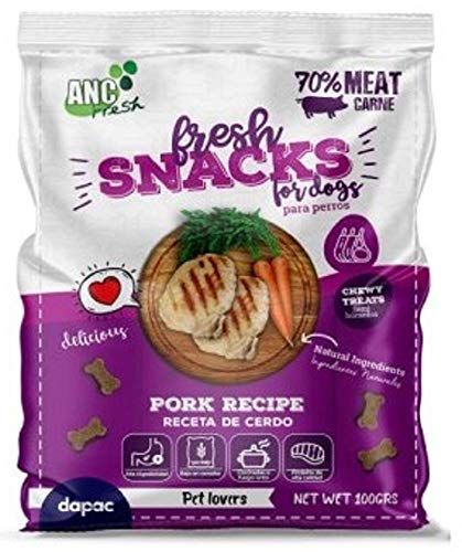 ANC FRESH Snacks Huesitos de Carne para Perros Adultos, Cachorros y Senior - Pack 5 x 100 gr (Cerdo)