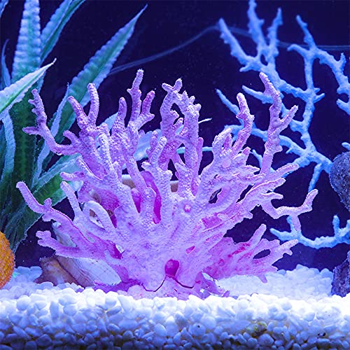 ANCLLO Acuario Artificial Coral en forma de rama Resina de Coral falso Adorno de planta de coral vivo Colorido Pecera Decoración de planta de agua de plástico (Rosa 17x13cm)