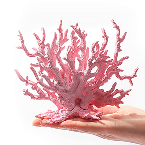 ANCLLO Acuario Artificial Coral en forma de rama Resina de Coral falso Adorno de planta de coral vivo Colorido Pecera Decoración de planta de agua de plástico (Rosa 17x13cm)