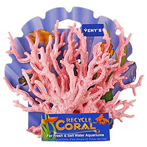 ANCLLO Acuario Artificial Coral en forma de rama Resina de Coral falso Adorno de planta de coral vivo Colorido Pecera Decoración de planta de agua de plástico (Rosa 17x13cm)