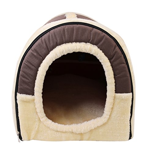 ANCOUS Pet Nido y sofá Cama, Plegable Antideslizante para Perros y Gatos y colchón de Invierno Suave y Acogedor 4 Estilo 3 tamaño (L,Marrón)