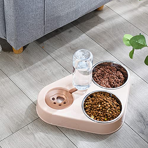 Andifany Cuenco de Tres Cuencos para Mascotas Cuenco de Arroz Cuenco de Comida para Gatos Cuenco de Comida para Gatos Antivuelco Bebedero AutomáTico Tres Cuencos Cuenco para Beber Gato E