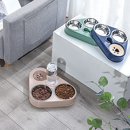 Andifany Cuenco de Tres Cuencos para Mascotas Cuenco de Arroz Cuenco de Comida para Gatos Cuenco de Comida para Gatos Antivuelco Bebedero AutomáTico Tres Cuencos Cuenco para Beber Gato E