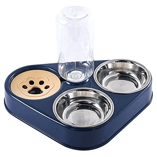 Andifany Cuenco de Tres Cuencos para Mascotas Cuenco de Arroz Cuenco de Comida para Gatos Cuenco de Comida para Gatos Antivuelco Bebedero AutomáTico Tres Cuencos Cuenco para Beber Gato E