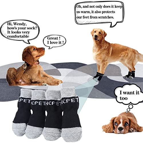 Andiker 2 Pares de Calcetines Antideslizantes para Perros con Hebilla Adhesiva, 8 tamaños de S a 5XL, Protección de Patas para Perros Pequeños, Medianos y Grandes para Uso en Interiores (S)