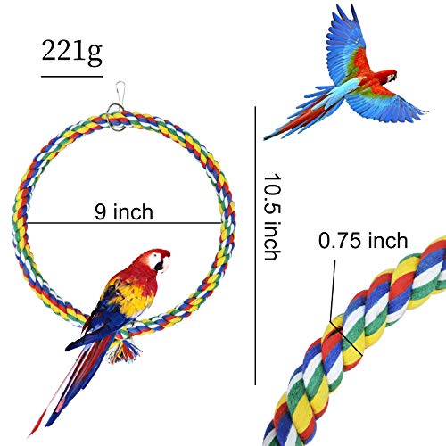 Andiker - Columpio para Pájaros, Juguetes para Colgar de Jaula, Columpio de Cuerda de Algodón, Resistencia a Las Mordeduras, Perchas de Juguete en Forma de Loro (25cm)