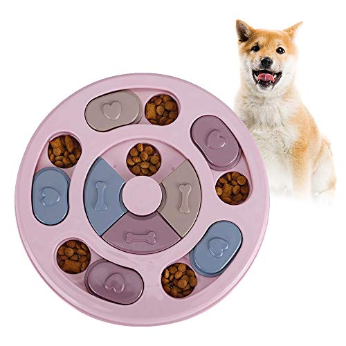 Andiker Juguete de puzle para Perros, Juguete Interactivo Duradero para Perros, Alimentador Lento para Perros, Dispensador de Premios para Perrito, 2 Colores (Rosa)