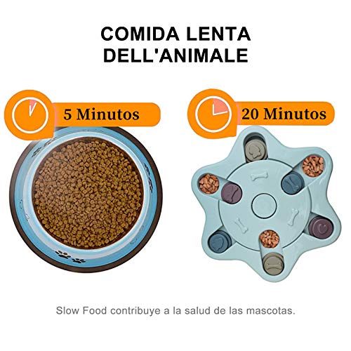 Andiker Juguete de Puzle para Perros, Rompecabezas Interactivo Duradero para Perros, Dispensador de Premios para Perrito, Alimentador Lento para Perros (Azul)