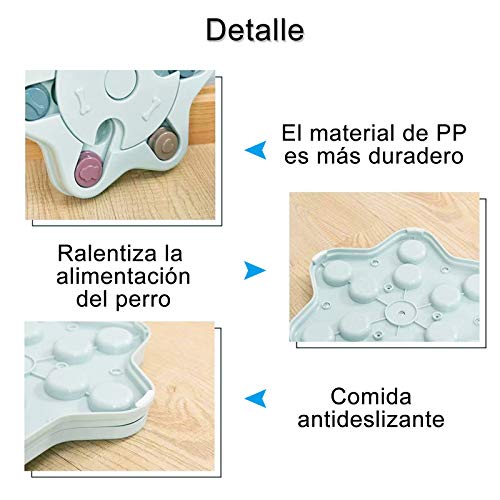 Andiker Juguete de Puzle para Perros, Rompecabezas Interactivo Duradero para Perros, Dispensador de Premios para Perrito, Alimentador Lento para Perros (Azul)