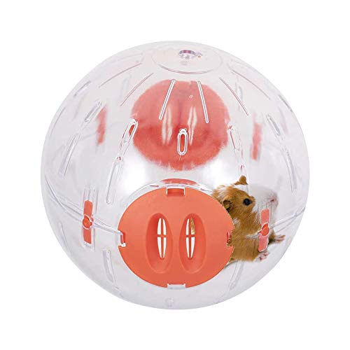 Andiker Pelota de Hámster de 14 cm, Bola Hámster Juguete Bonita Pelota de Plástico de Ejercicio para Mascota Pequeña, Seda Dorada Oso Shih Tzu, Rueda para Correr (14cm, Naranja)