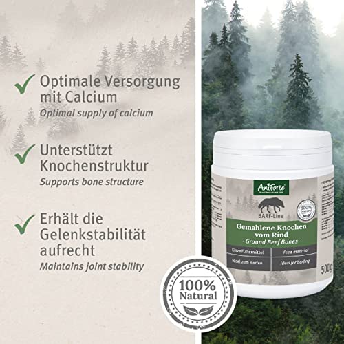 AniForte Carne Huesos para alimentación cruda 500g - Calcio natural para la estructura ósea y las articulaciones de los perros