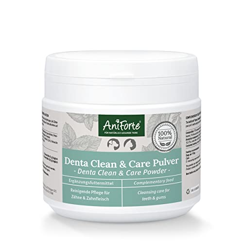 AniForte Denta Clean and Care Powder para Perros y Gatos 300g - Producto Natural para el Cuidado de los Dientes. Dientes Blancos, Aliento Fresco, Prevención de Placa, Cuidado Dental, Polvo de Dientes