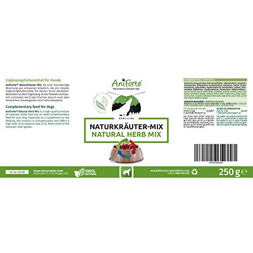 AniForte Mezcla de hierbas naturales para la alimentación cruda 250g - suplemento BARF para perros