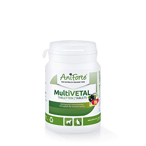 AniForte MultiVETAL Multivitamínico para Perros y Gatos 100 Comprimidos – Multivitamínico y nutrientes Naturales para un Suministro óptimo, Ayuda para Las defensas Naturales