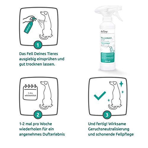 AniForte Parada de Olor a Piel de Perro y Gato 200ml - Spray para el Pelo contra el Olor de Perros y Gatos, neutralizador de olores Naturales para Pelo Largo y Corto, contra los olores Animales