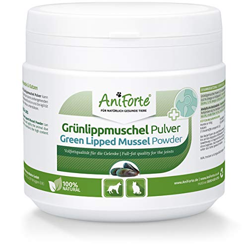 AniForte Polvo de mejillón de labios verdes para perros y gatos 250g – Polvo natural de mejillones de labios verdes de calidad grasa, glicosaminoglicanos 3.3%, apoya las articulaciones