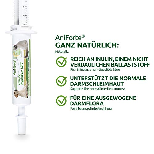 AniForte Prebiótico TopinPur Vet para Perros y Gatos Aplicador de 30 ml - La alcachofa de Jerusalén Ayuda al estómago, la digestión y la inflamación del intestino, m Inulina, vitaminas y minerales