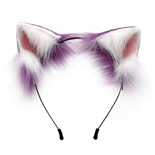 Animal Ear Hair Hoop Soft Cat Ears Headwear Furry Kitten Ears Diadema Cute Headpiece Anime Fancy Dress Photo Props Gatito Orejas Diadema para niñas Accesorios de actuación en el Escenario