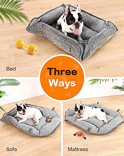 Anipark 3-in-1 Camas para Perros/Gatos Pequeños y Medianos, Plegable y Lavable a máquina - Gris