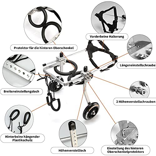 Anmas Power Silla de ruedas para perro ajustable y portátil para patas traseras (M)