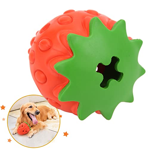 Annjom Juguete para Masticar para Perros, Exclusivo Juguete de Goma para Perros con Sabor a Fresa, Masajea Sus Encías Y Les Limpia los Dientes para Perros(Rojo)