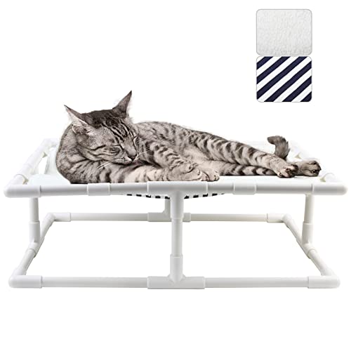 ANRIS Hamaca Desmontable para Gatos, Perros Cama Elevada para Mascotas con Cojín para Invierno y Verano para Dormir Cómodo