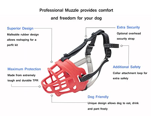 Anti-mordedura Bozal para Perros, Cesta de silicona, Permite Beber, Jadear y Comer